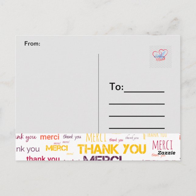 MERCI, MERCI, MERCI - THANK YOU POSTCARD (Back)
