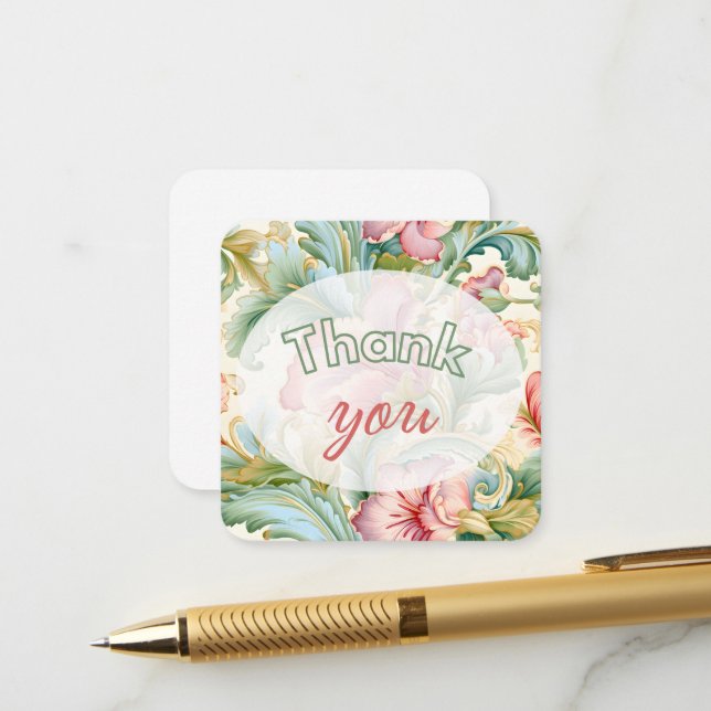 Merci modèle floral cadeau (Devant/Arrière en situation)
