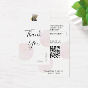 Merci moderne avec logo et QR Code rose