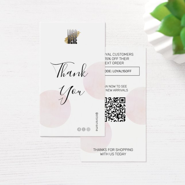 Merci moderne avec logo et QR Code rose (Bureau)