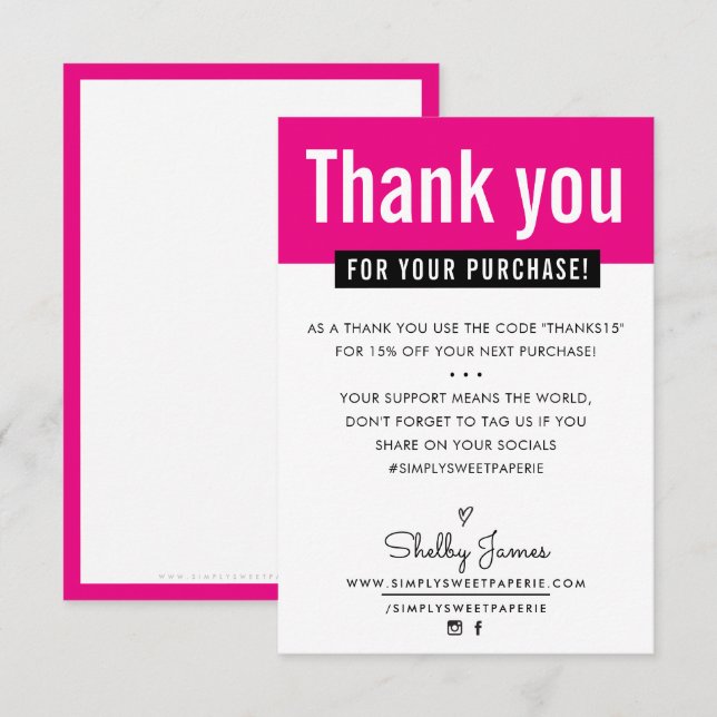 MERCI MODERNE encart achat client rose (Devant / Derrière)