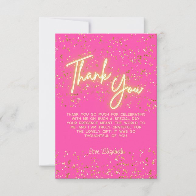 Merci moderne Fille rose chaud Neon brillant Scrip (Devant)