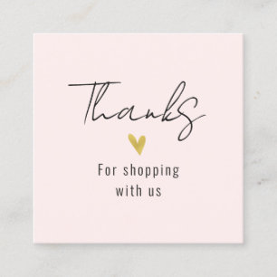 Merci moderne Gold Heart Carré Carte de visite