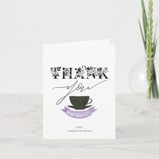 Merci moderne Purple Watercolor Tea Party (Devant)