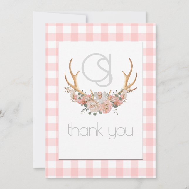 Merci - Monogramme Coral En vichy Floral BOHO (Devant)
