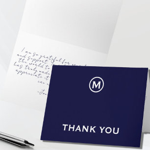 Merci Monogramme minimaliste bleu marine