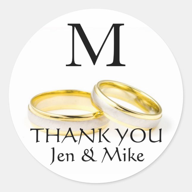Merci Monogramme Noms Mariage Faveur Stickers (Devant)