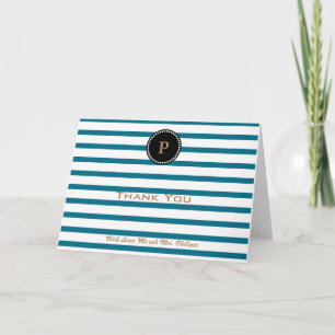 Merci monographique rayé bleu marine personnalisé