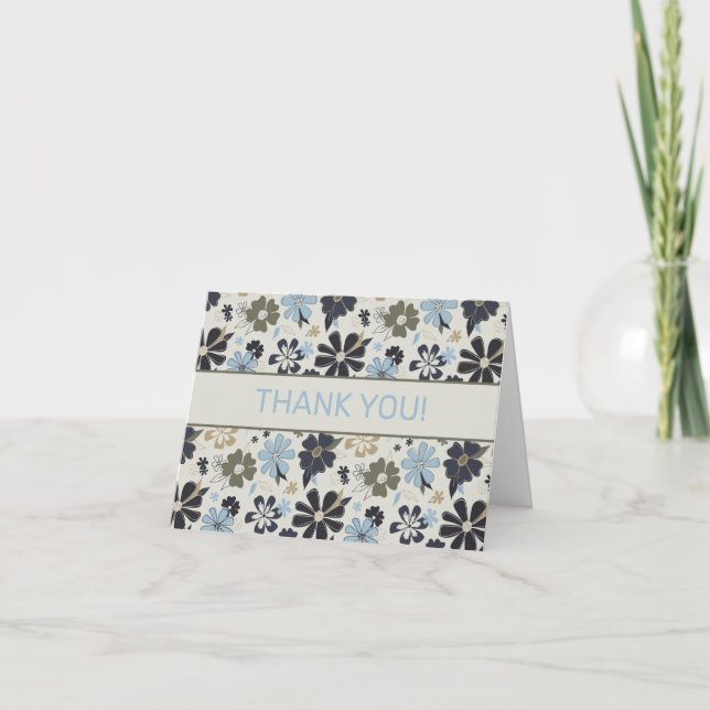 Merci Motif Floral bleu rétro (Devant)