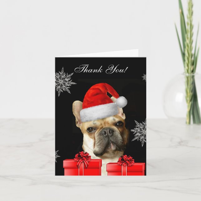 Merci Noël Français Bulldog carte pour notes (Devant)