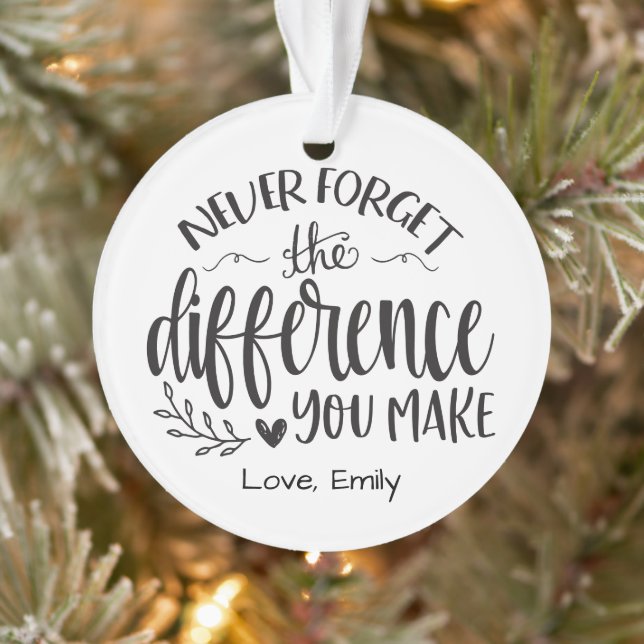 Merci Noël Ornement Enseignant Garde-Cadeaux (Arbre)