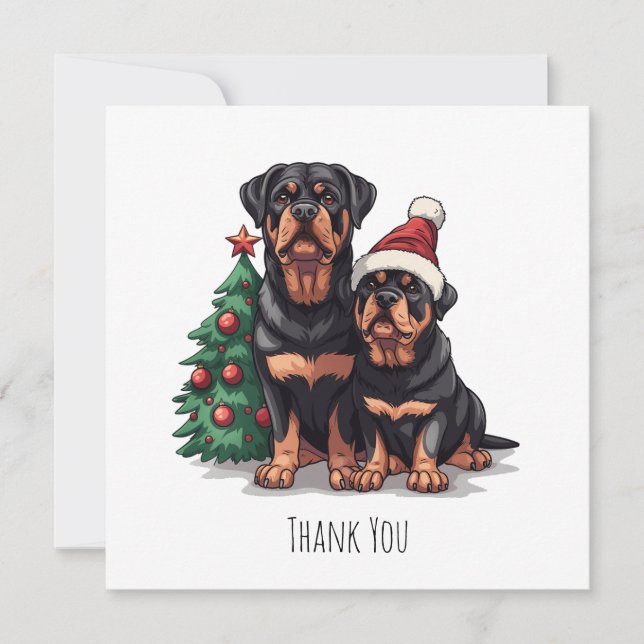 Merci Noël Rottweiler Chien Arbre de Noël (Devant)