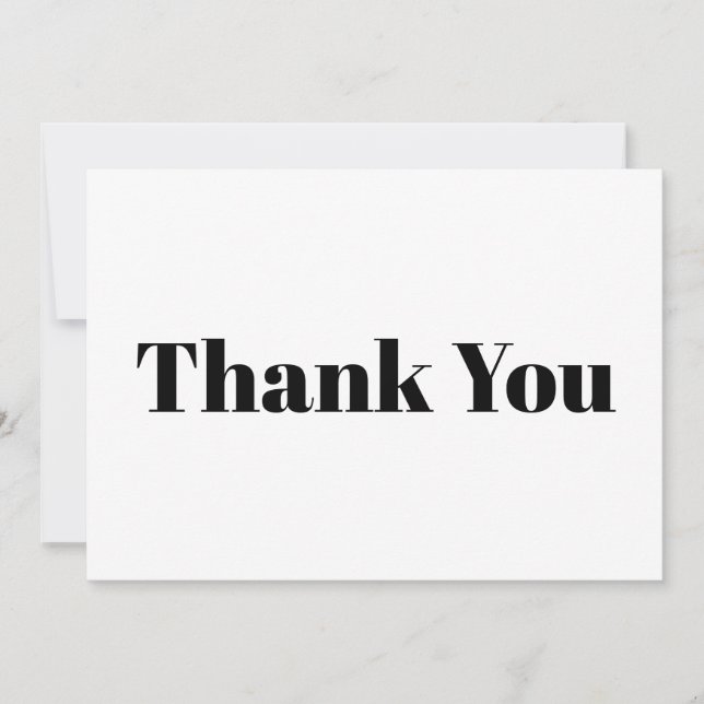 Merci, noir blanc moderne élégante carte de note (Devant)