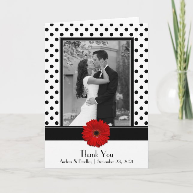 Merci noir blanc Polka Dot Red Daisy (Devant)
