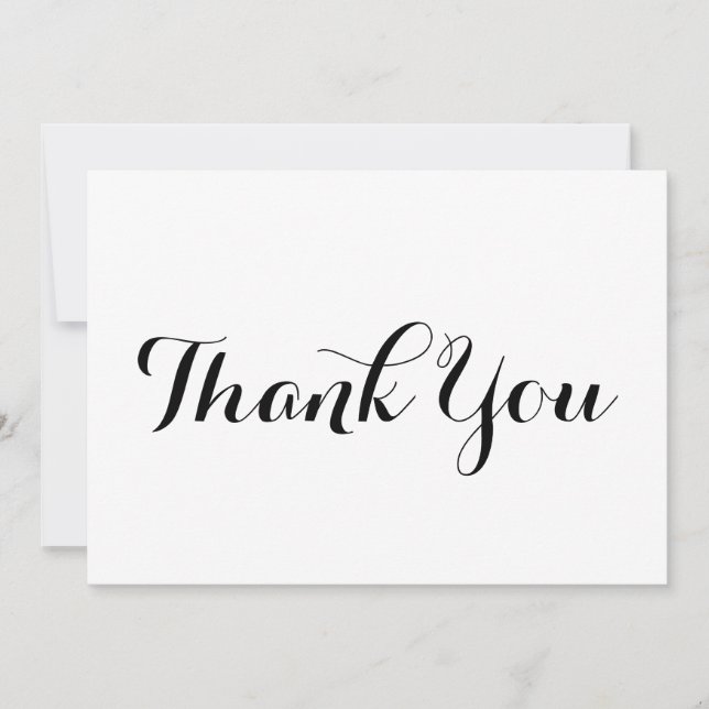 Merci noir blanc script élégant carte chic (Devant)