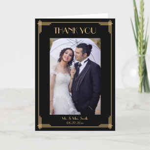 Merci noir d'art déco épousant des cartes de voeux