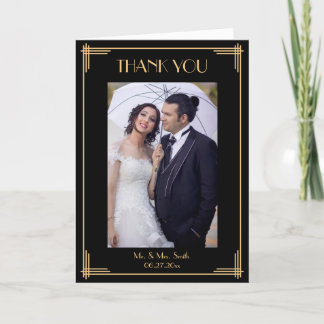 Merci noir d'art déco épousant des cartes de voeux