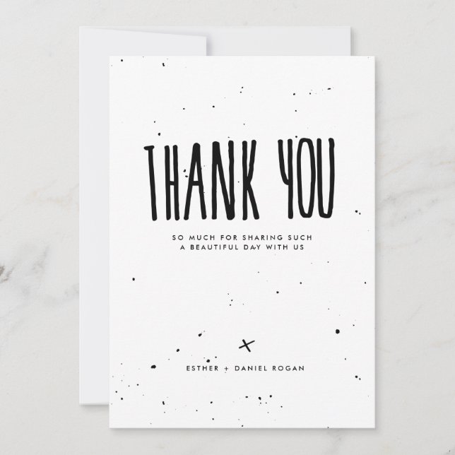 Merci noir et blanc d'éclaboussure de typographie (Devant)