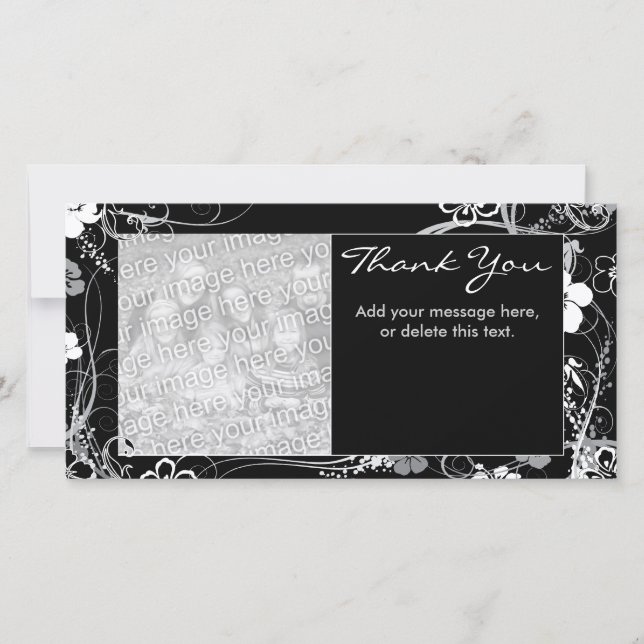 Merci noir et gris moderne Photocard (Devant)