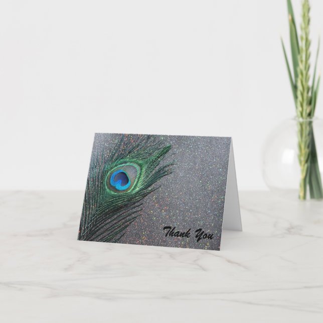 Merci noir scintillant de mariage de paon (Devant)