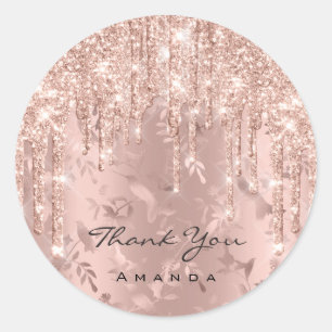 Merci Nom Floral Rose Parties scintillant Sticker