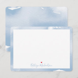 MERCI NOTE Aquarelle mignonne joli bleu pâle