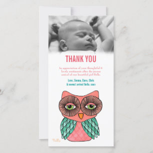 Merci Note Baby Owl Carte photo Modèle