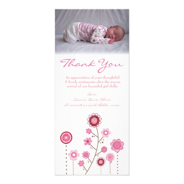 Merci Note Bébé Fille Carte photo Modèle (Devant)