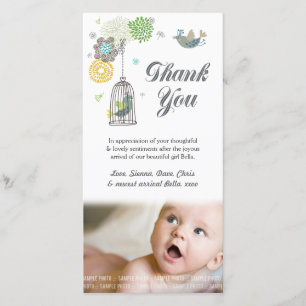 Merci Note Bébé Fille Carte photo Modèle