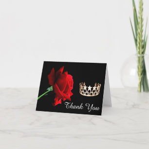 Merci Note Concours de carte Couronne-Rose rouge