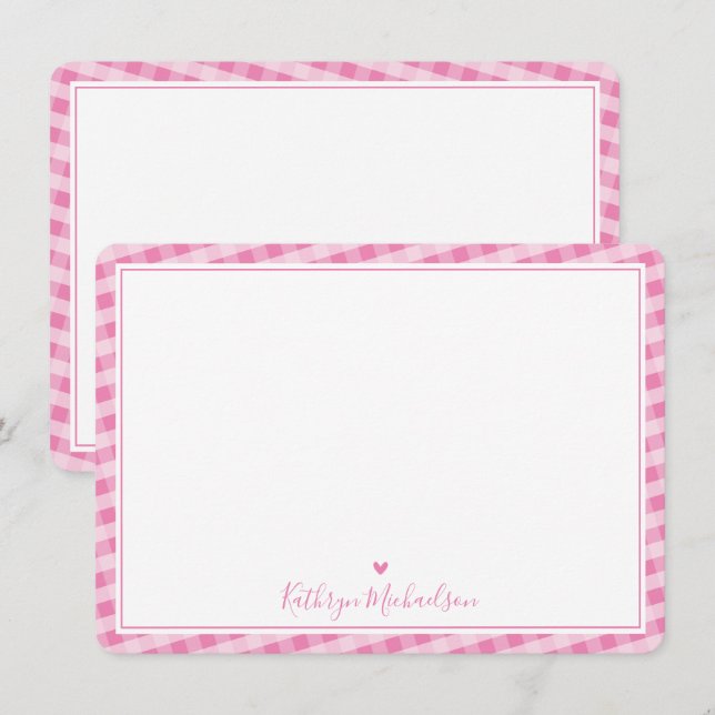 MERCI NOTE mignon en vichy motif joli rose (Devant / Derrière)