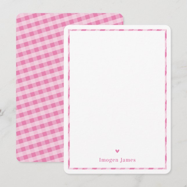 MERCI NOTE mignonne jolie chèque coeur rose blanc (Devant / Derrière)