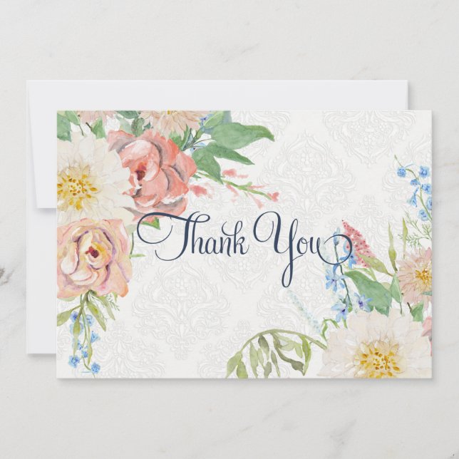 Merci Note Pastel Pink Boho Floral n Folithe (Devant)