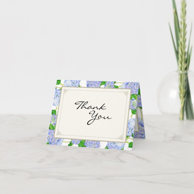 Merci Notes Blue Hydrangea dentelle Floral Forme (Devant)