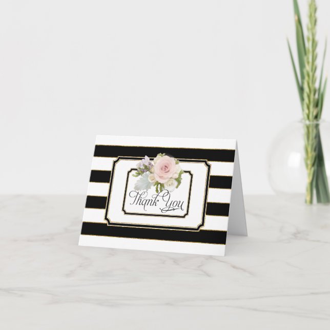 Merci Notes Rose Floral Art Déco (Devant)