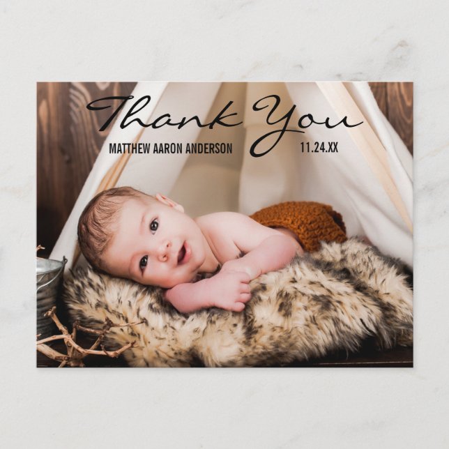 Merci Nouveau Faire-part photo bébé carte postale  (Devant)
