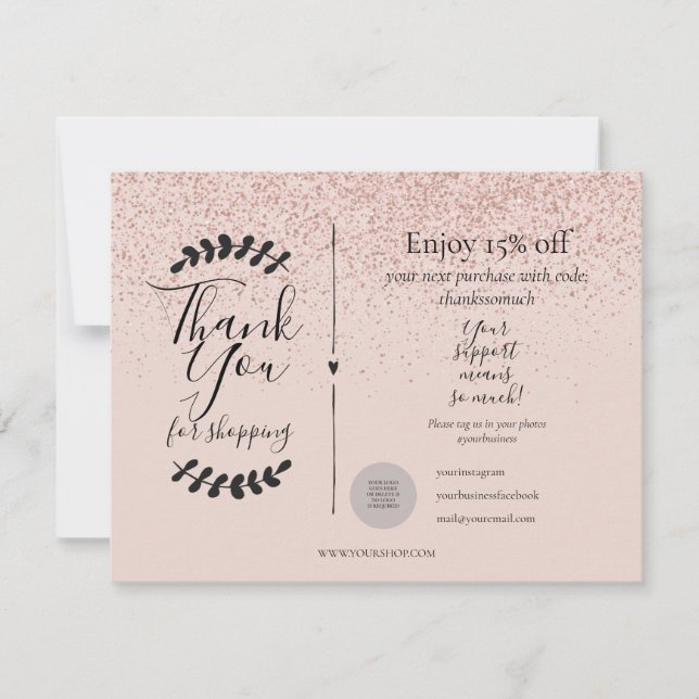 Merci Or rose Pour La Carte De Remise (Devant)