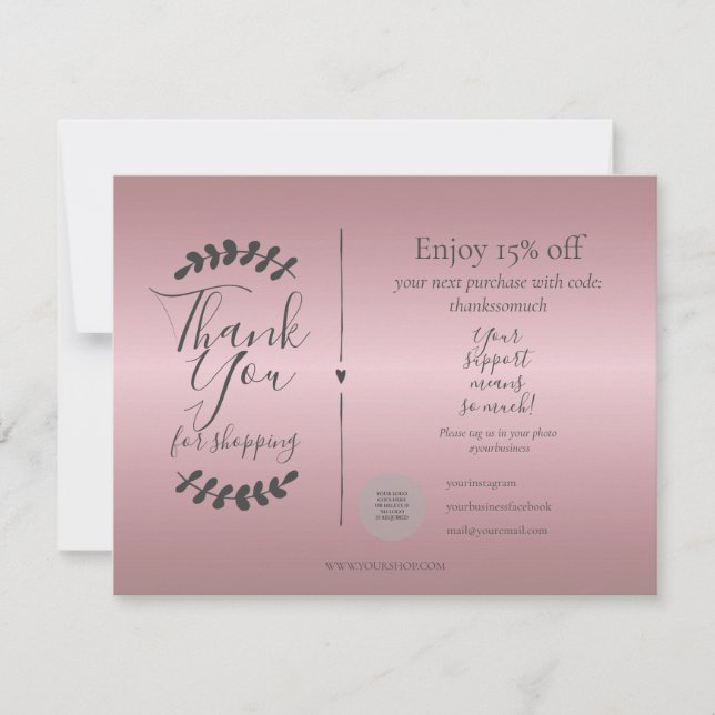 Merci Or rose Pour La Carte De Remise (Devant)