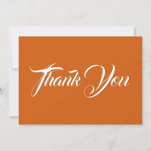 Merci orange calligraphie Carte Thanksgiving (Devant)