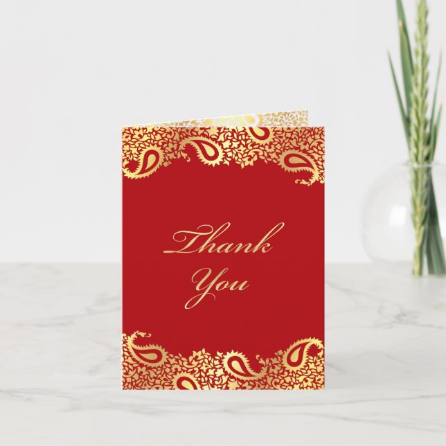 Merci Paisleys Elégante carte indienne pliée (Devant)