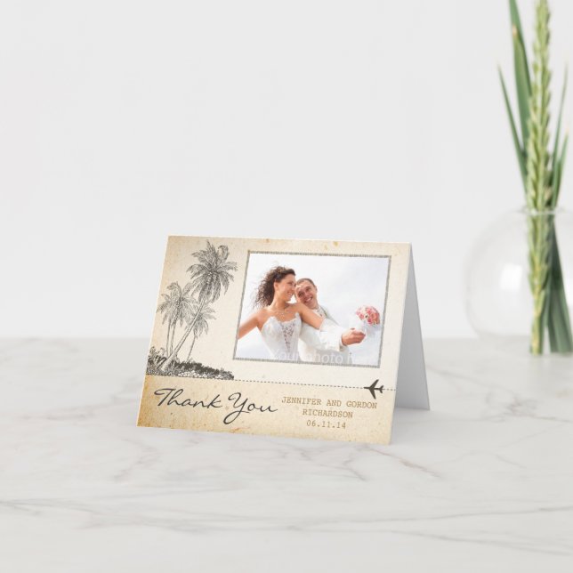 merci palmiers de plage cartes photos vintages (Devant)