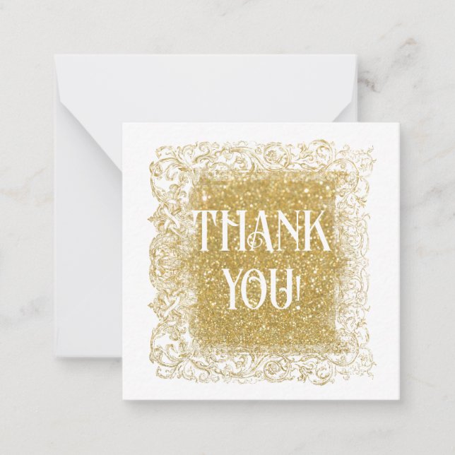 *~* MERCI Parties scintillant Gold AP62 Carte à no (Devant)