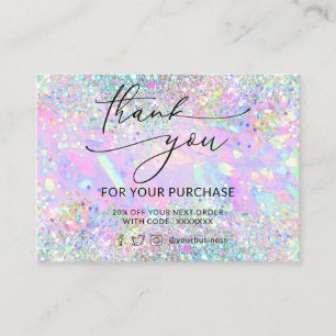 merci parties scintillant opal carte de visite