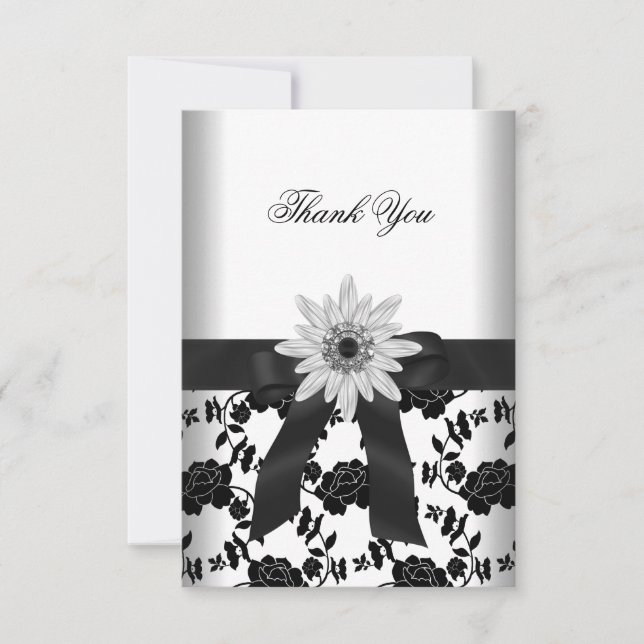 Merci Party noir blanc Fleur Diamant (Devant)