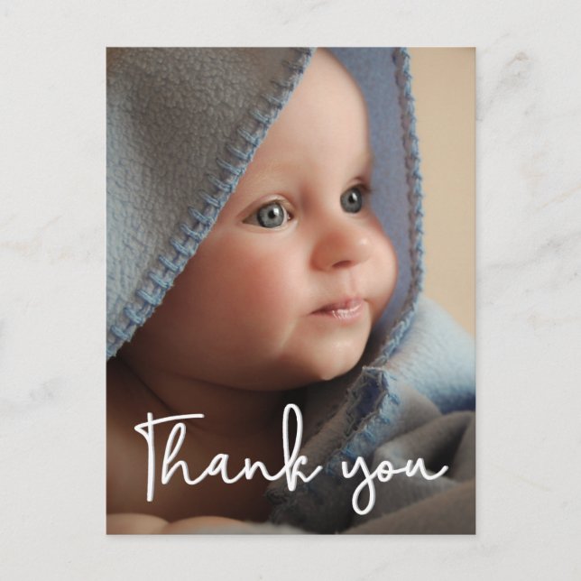 Merci photo bébé Faire-part de naissance vertical (Devant)