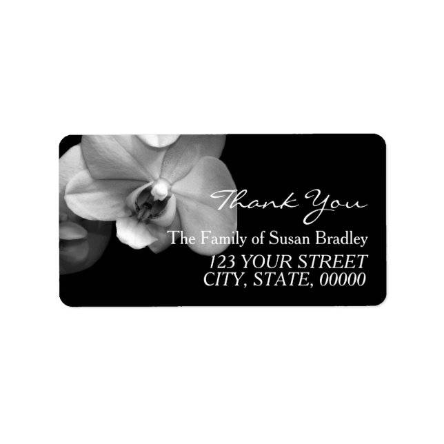 Merci photo blanc orchidée Étiquette de adresse (Devant)