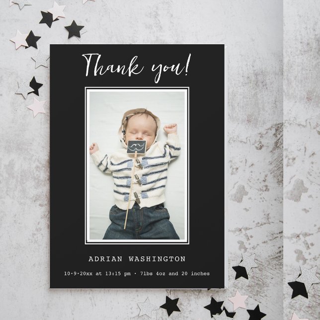 Merci photo de Baby shower noir et blanc moderne (Créateur téléchargé)