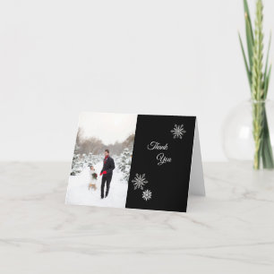 Merci photo de mariage noir et blanc d'hiver