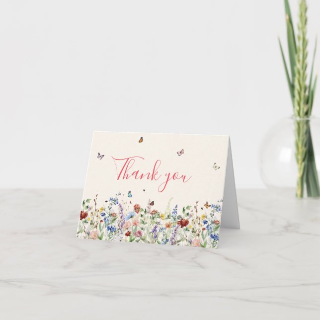 Merci photo du Mariage Fleur sauvage rustique (Devant)