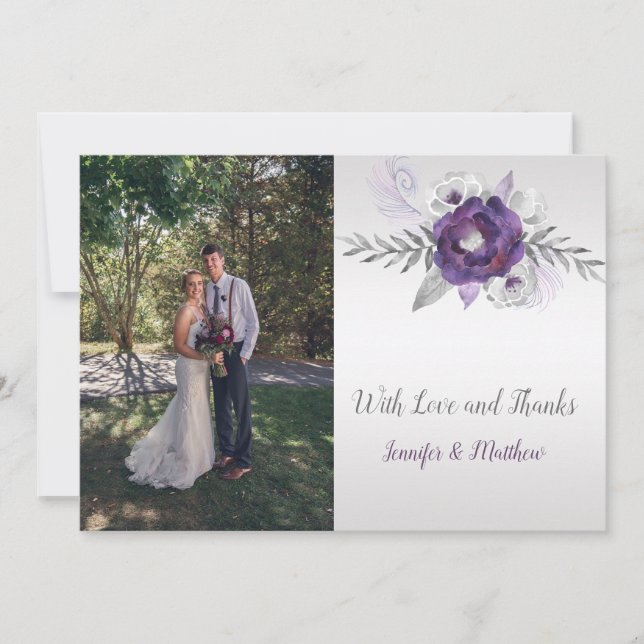 Merci photo floral ultra violet gris argent (Devant)
